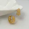 Brincos Retro Franceses Dourados Foscos para Mulheres, Presilhas de Orelha de Zircônia Incrustada de Alta Qualidade, Design de Nicho, Brincos Elegantes e Luxuosos