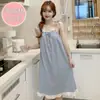 Camisón de verano de algodón para mujer, estilo francés, sexy con copas en el pecho, estilo palacio, dulce ropa de casa para dormir en verano