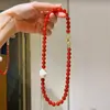 Sentido del diseño paloma sangre calcedonia roja natural de alta calidad perla barroca artificial collar cadena de clavícula