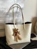 Bolso Tote de Moda Popular Simple Elegante con Puntadas Maillard para Mujer de Gran Capacidad Bolso de Hombro de Estilo Perezoso Retro