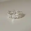 Anillo texturizado de plata de ley S925 para mujer, diseño abierto ajustable, estilo de nicho de alta gama, anillo versátil de lujo ligero para el dedo índice, nuevo