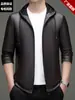 Chaqueta de Cuero Gruesa con Capucha y Forro Polar para Hombre 2026 Otoño/Invierno Nueva Moda Masculina Casual de Negocios Abrigo de Papá