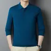 Suéter de Punto de Color Sólido Estilo Nuevo con Cuello Turn-Down para Hombres de Mediana Edad, Top Holgado de Manga Larga para Otoño e Invierno, Suéter Capa Base, Venta al por Mayor