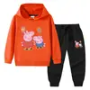 Primavera y Otoño 2023 nueva ropa infantil transfronteriza suéter con capucha para niños pantalones conjunto de dos piezas bebé algodón manga larga