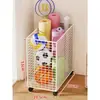 Cesta de Almacenamiento para Esterilla de Yoga, Cesta de Almacenamiento Móvil para Equipo de Fitness del Hogar, Estante de Almacenamiento para Raquetas de Bádminton, Plegable