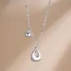 Collar de Plata de Ley S925 con Cuentas y Pepita de Plata para Mujer Versión Coreana Ins Exquisito Simple de Nicho Versátil Cadena para Clavícula que Atrae la Riqueza para Mujeres