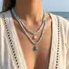 NZ3599 Conjunto de Colares Cruzados Estrela do Mar Concha Peixe Feito à Mão com Contas Criativo Versátil Joia de Colar Feminino Em Estoque