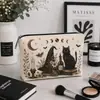 Bolsa de Maquiagem Fantasma de Halloween Linho Off-White com Zíper Bolsa de Armazenamento Bolsa de Maquiagem para Presente Personalização Suportada