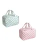 Bolsa de Maquillaje de Mano Estilo Ins con Lunares, Disponible en Stock, con Tres Compartimentos, Bolsa de Almacenamiento de Viaje Multifuncional de Gran Capacidad para Niñas