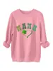 Amazon Ebay Sitio Independiente Moda Versátil Mujer Mamá Trébol de Cuatro Hojas Corazón Sudadera Engrosada Cálida Otoño e Invierno