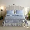 Colcha de Verano Tencel de Alta Gama Colcha de Verano con Encaje Francés Colcha de Verano de Cuatro Piezas Lavable a Máquina Seda de Hielo Fresca Sedosa Colcha para Aire Acondicionado