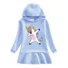 Otoño comercio exterior niñas vestido suéter con capucha caricatura bebé invierno algodón unicornio vestido moda
