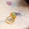 Anillo Xirui de plata de ley S925 chapado en oro con jade Hetian natural, superficie de huevo de jade, moda nacional, estilo antiguo, temperamento creativo, anillo para mujer