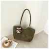Bolso Tejido Simple Retro Estilo Coreano para Mujer 2026 Nuevo Gran Capacidad Moda Versátil Bolso de Hombro Bolso de Mano para Viaje