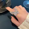 Novo Anel de Dedo Indicador Aberto Borboleta Zircônia Super Fada ins Tendência Design de Moda Celebridade da Internet Elegante Anel de Dedo Versátil
