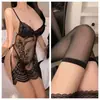 Camisón de encaje para mujer Pure Desire, Vestido corto sexy nuevo, Ropa de casa hot con tiras de amarre y diseño calado, Lencería
