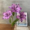 3 Lirios Impresión 3D Tela de Seda Hemerocallis Lirio Colorido Ventana Monet Arte Floral con Flores de Atrezo para Exteriores