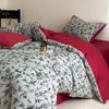 Jie Liya Serie de Colores Jacquard 100% Algodón Juego de Cuatro Piezas, Sábana Bajera y Funda Nórdica Engrosadas de Algodón Puro, Ropa de Cama para el Hogar Amigable con la Piel Venta al por Mayor