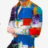 2026 Camisa de Manga Larga Estampada en 3D para Hombre de Venta Caliente Europea y Americana Moda Tendencia Cárdigan Superior de Lunares Degradados