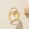 [Personalizado] Anillo Brillante Texturizado Europeo y Americano Transfronterizo para Mujer, Anillo de Estilo Hip-Hop Asimétrico de Nicho Elegante Chapado en Cobre Dorado