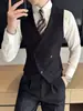 Chaleco para Traje Hombres y Mujeres Estilo Neutro Canalla Guapo Gama Alta Solapa de Arma Británica Negocios Ajuste Delgado Chaleco Traje Chaleco Casual