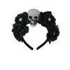 Arco de Cabelo Esqueleto Festival Fantasma de Halloween Arco de Cabeça Cabeça de Esqueleto Flor Artificial Arco de Cabeça Dia dos Mortos Acessórios de Cabelo para Máscara