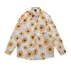 Camisa Larga de Manga Larga Estilo Portuario Chic para Hombre y Mujer, Jacquard con Borlas y Margaritas Pequeñas, Holgada, Casual, Chaqueta Camisa