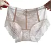 Calcinhas Femininas Respiráveis Sexy de Renda Estilo Japonês de Cintura Média-Alta com Forro de Algodão e Características Antibacterianas