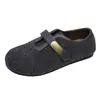 Sapatos Casuais de Lã Versáteis Estilo Coreano Retrô para Mulheres 2026 Nova Moda Primavera e Outono Sapatos Flat Mary Jane com Velcro