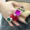 Venda Quente Transfronteiriça Urso Brilhante Mais Conjunto de Diamantes Anel de Moda Fofo Quadrado Geométrico Octogonal Diamante Cintilante Preço de Fábrica Venda Direta