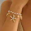 Pulsera con Colgante de Estrella de Mar Adornada con Perlas Estilo Playa Océano Vacaciones Transfronterizas Pulsera de Perlas con Concha de Caracol