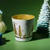 Taza de Vela Navideña Romántica Aromaterapia Fragancia Sin Humo Translúcida Taza de Meditación Pintura a Fuego Decorativa Personalizada Adornos de Taza de Vela de Vidrio