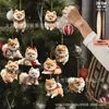 Enfeites de Madeira Decorativos para Pendurar de Cão Pomerânia Natalino 2D Planos de 10 Peças com Várias Poses Engraçadas para Diferentes Cenas