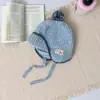 Chapéu de tricô infantil com padrão de cavalo pequeno chapéu de proteção para as orelhas quente estiloso japonês coreano outono inverno com forro chapéu de bebê comércio exterior