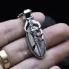 Nuevo Collar Distintivo de Calavera y Pluma para Hombre Seiko Plata de Ley 925 Accesorios Sentido del Diseño Nicho Regalo de Cumpleaños