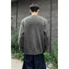 Estilo Old Money Suéter Cardigan Color Sólido Retro para Hombre Otoño High Street Holgado Casual Tejidos Marca de Tendencia Abrigo Versátil Capa Interior
