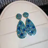 Pendientes de gota de agua con flores tachonados de diamantes transfronterizos europeos y americanos, exagerados y versátiles, pendientes de lujo ligero y de alta gama para mujer, venta al por mayor