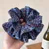 Faixa de Cabelo Retro Estilo Hong Kong~Estampa de Leopardo Azul, Elástico de Cabelo de Alta Elasticidade e Durável, Faixa de Cabelo para Rabo de Cavalo Feminino