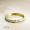 Pulsera de Oro 14K Cloisonné Nueva Chinoiserie Esmalte Flor de Goteo de Aceite Colorida Pulsera de Apertura de Primavera Pulsera Chinoiserie