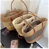 Sombrero de Paja para Playa para Mujer Bolso Tejido Sombrero Vacaciones de Verano Sombrero de Paja para Playa Bolso Tote de Gran Capacidad de Gama Alta