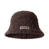 Sombrero de pescador de terciopelo de peluche sombrero de pescador con parche de letras estilo coreano sombrero de cubo cálido de piel de visón para mujer otoño e invierno plegable