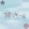 Pendientes Aifulu Estéreo Brillantes de Estrella de Cinco Puntas Joyería de Plata de Ley S925 Pendientes Tapones para las Orejas Roscados para Mujer Pendientes Versátiles