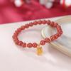 Pulsera de cuentas redondas con transferencia de la suerte, de plata esterlina S925, bañada en oro, con ágata roja y zakilam, cinco vías, dios de la riqueza