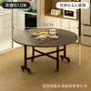 Mesa de comedor redonda plegable para el hogar, color nogal oscuro, con bandeja giratoria, adecuada para hoteles y restaurantes, una mesa redonda para 12 personas