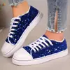 Sapatos femininos casuais de cadarço, moda, tamanho grande, novos para comércio exterior, transfronteiriços, com lantejoulas, outono, bico redondo, sapatos femininos 2025