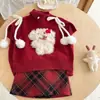 [Ningli] Suéter navideño versátil de ajuste holgado para niñas, colección otoño 2026, top de punto sin mangas de cuello alto, estilo moderno