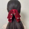 Pinza de Resorte para Cabello con Lazo de Terciopelo de Perla Estilo Coreano Pinza de Resorte Pinza para el Cabello Francesa Suave Accesorios para el Cabello de Primavera y Verano Pinza para Agarrar Mechones de Cabello Mechones Sueltos