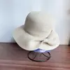Chapéu de Palha Dobrável Lavável Estilo Retrô Francês Com Laço Inclinado Palha Trançada Chapéu de Sol para Viagem de Verão Proteção Solar Chapéu de Praia