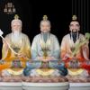 Estatua de los Tres Puros Imitación Mármol Blanco Estatua de Inmortal Taoísta Maestro Celestial Primordial Maestro Celestial Lingbao Adoración en Casa Tres Puros Ancestros