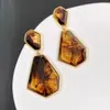 Nuevos Pendientes de Resina Exagerados con Borde Dorado, Personalidad de Moda, Aguja Plateada con Diseño Geométrico, Accesorios de Oreja Elegantes y Modernos Fábrica